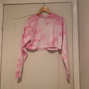 Pink tie dye crop sweater
